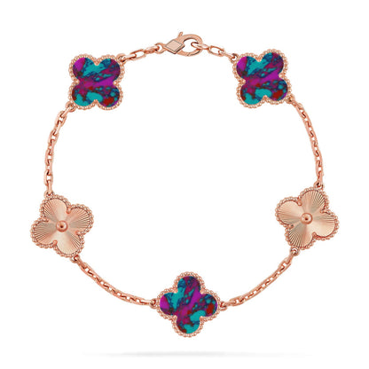 [Vicky]CLOVER 5 MOTIF COLOR GEMSTONES BRACELET COLLECTION