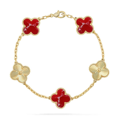 [Vicky]CLOVER 5 MOTIF RED PATTERN BRACELET COLLECTION