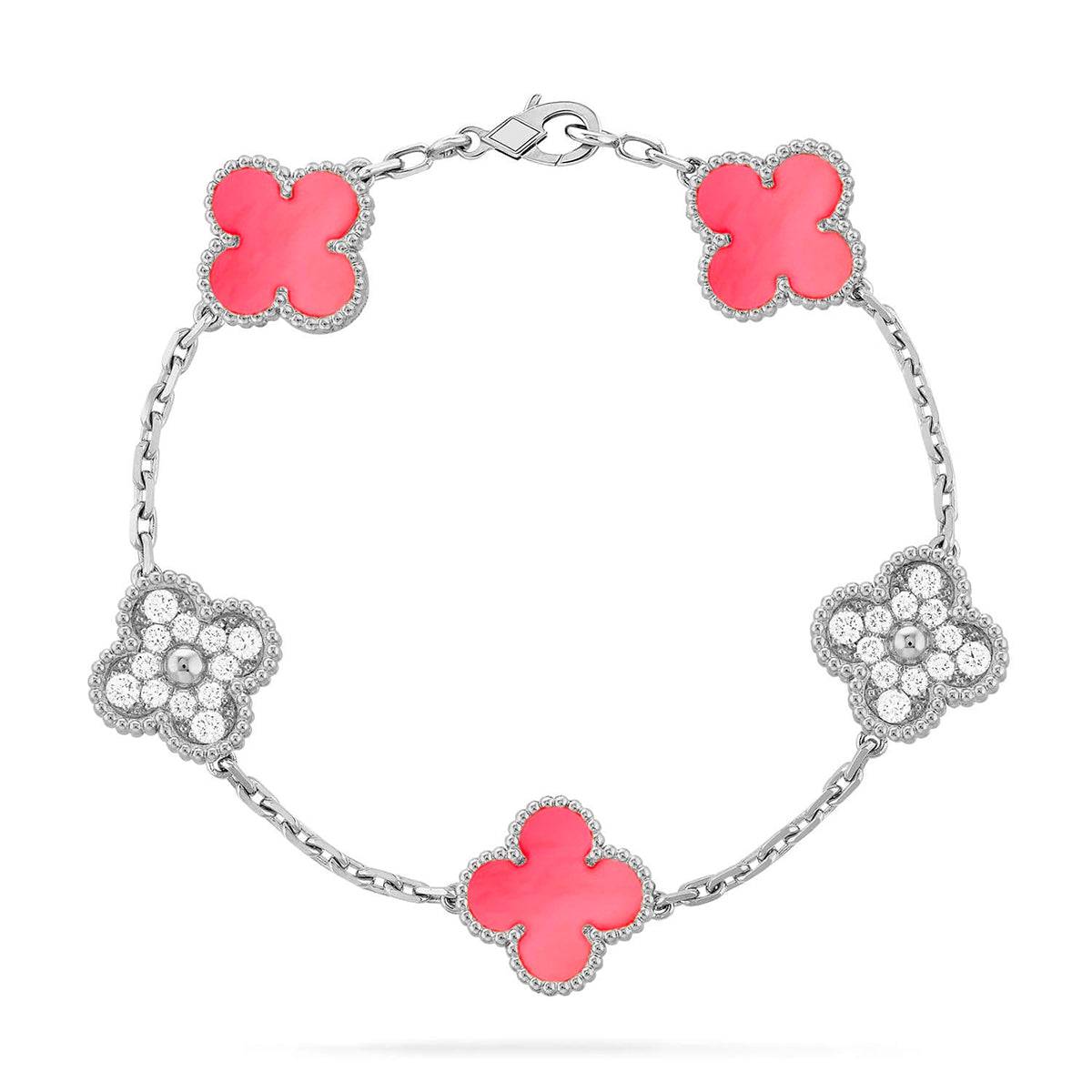 [Vicky] CLOVER 5 MOTIFS  PINK MOP BRACELET COLLECTION