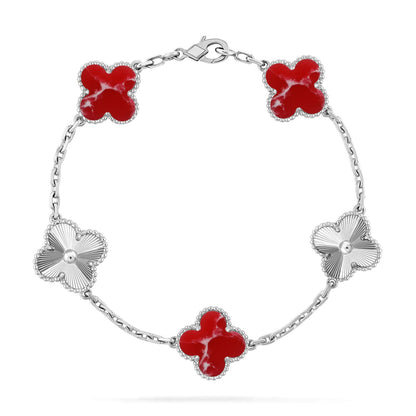 [Vicky]CLOVER 5 MOTIF RED PATTERN BRACELET COLLECTION