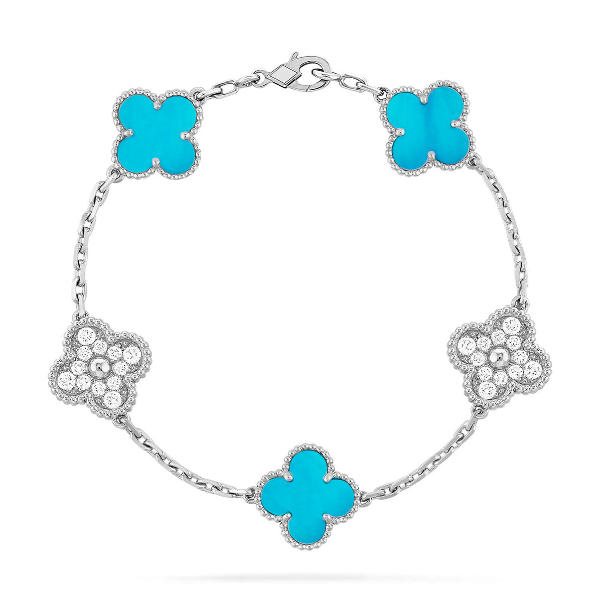 [Vicky] CLOVER 5 MOTIF TURQUOISE BRACELET COLLECTION