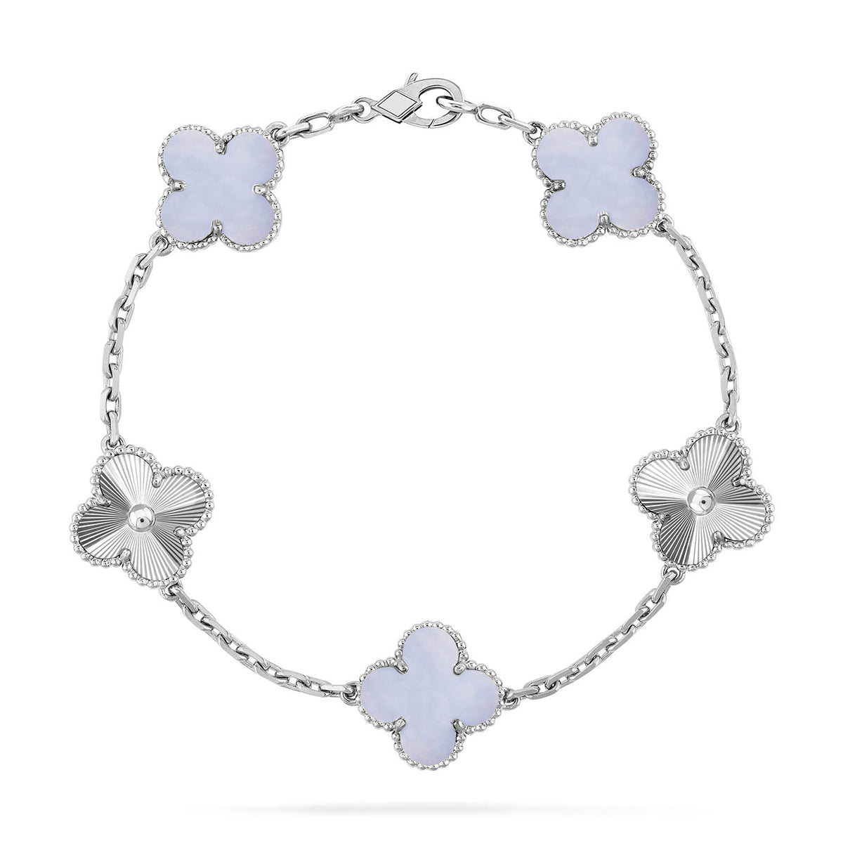[Vicky] CLOVER 5 MOTIF PURPLE CHALCEDONY BRACELET COLLECTION