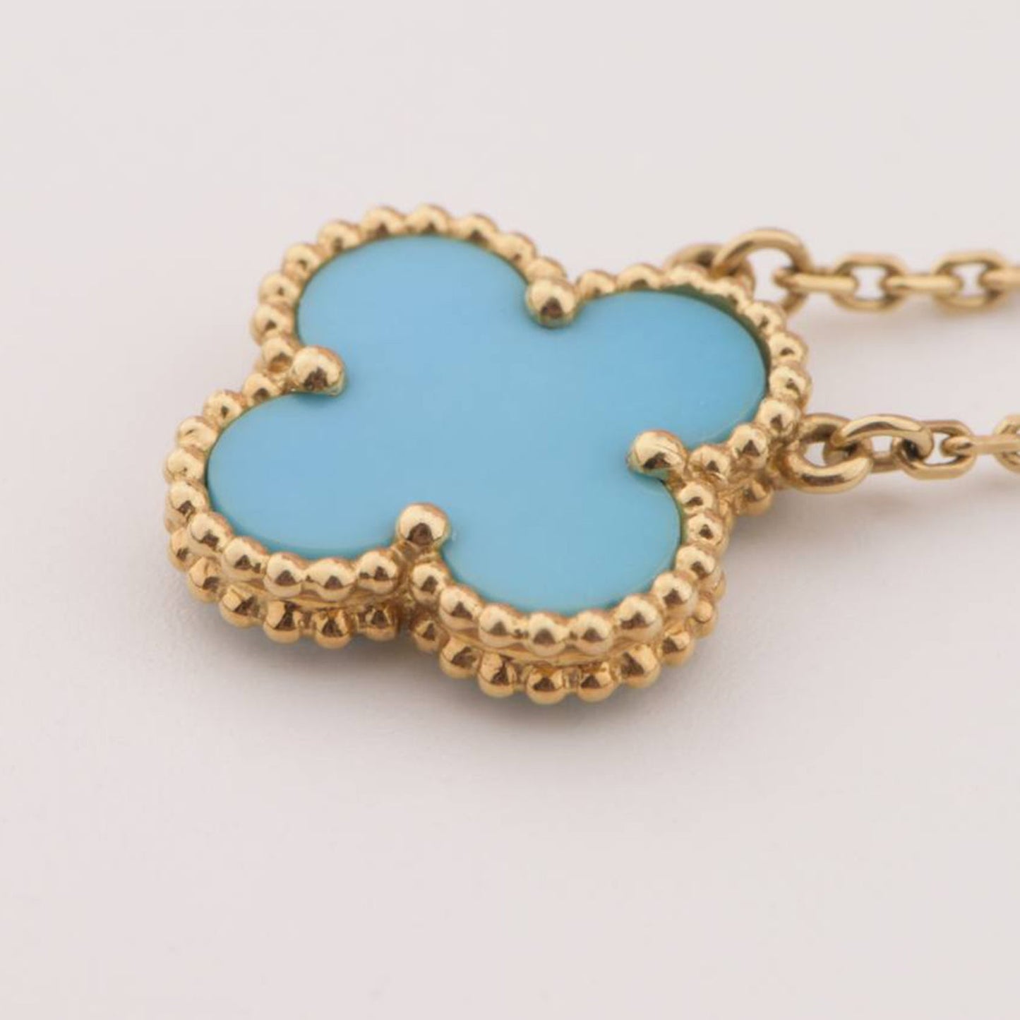 [Vicky]CLOVER 15MM VINTAGE TURQUOISE NECKLACE