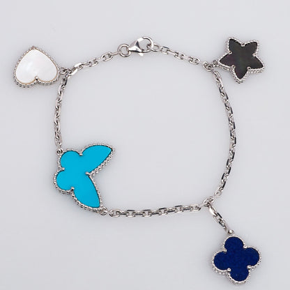 [Vicky]LUCKY SPRING SILVER BRACELET 4 MOTIF