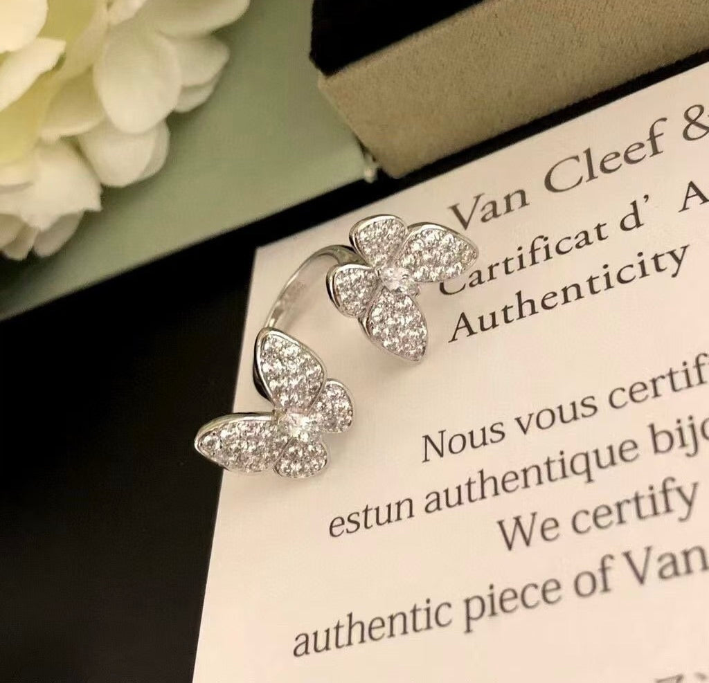 [Vicky]TWIN SILVER BUTTERFLY DIAMOND RING