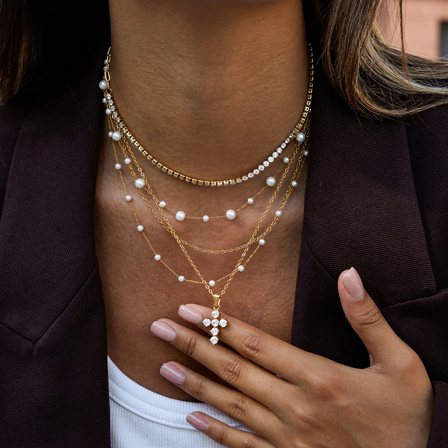 [Royal Vicky]Wynter Diamond Cross Necklace