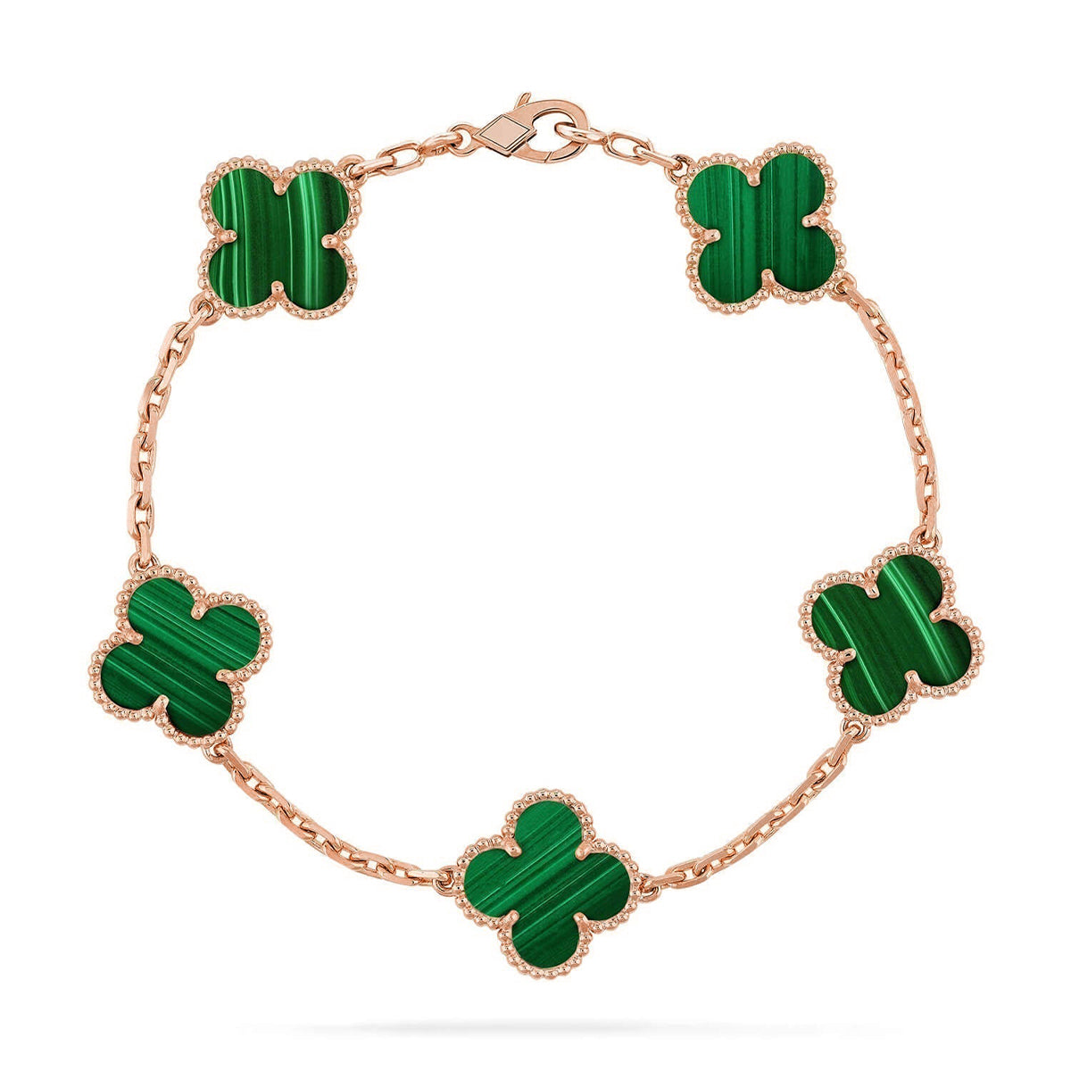 [Vicky] CLOVER 5 MOTIF MALACHITE BRACELET COLLECTION
