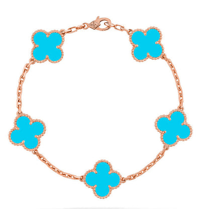 [Vicky] CLOVER 5 MOTIF TURQUOISE BRACELET COLLECTION