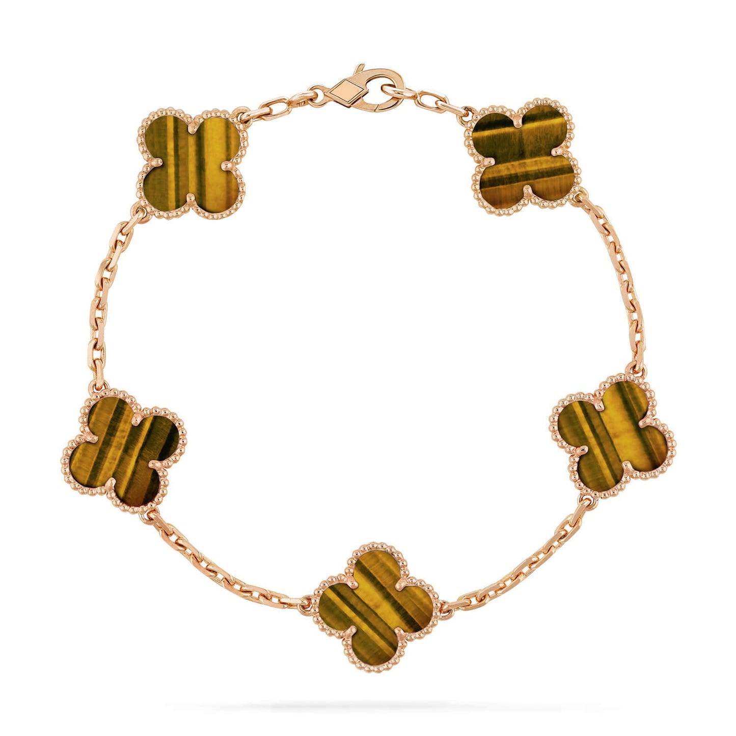 [Vicky] CLOVER 5 MOTIFS TIGER EYE BRACELET COLLECTION