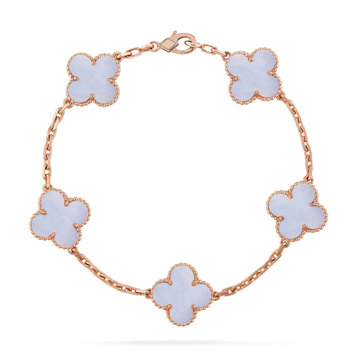 [Vicky] CLOVER 5 MOTIF PURPLE CHALCEDONY BRACELET COLLECTION