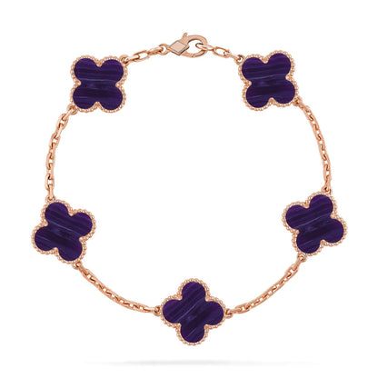 [Vicky]CLOVER 5 MOTIF PURPLE STRIPES BRACELET COLLECTION