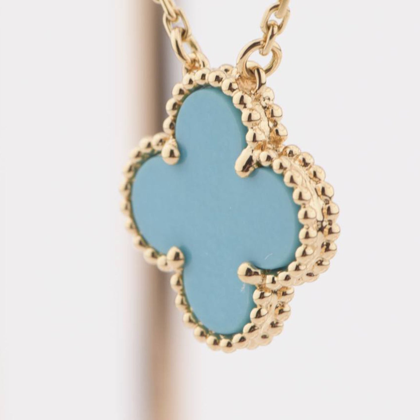 [Vicky]CLOVER 15MM VINTAGE TURQUOISE NECKLACE