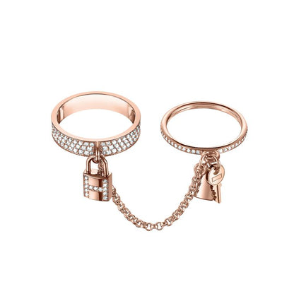 [Vicky]HM KELLY CLOCHETTE DOUBLE RING IN  WITH DIAMONDS