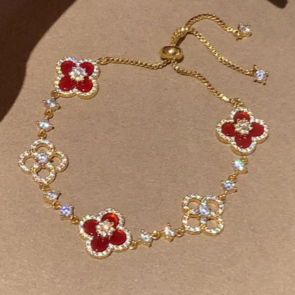 [Vicky ]CLOVER 5 MOTIF PINK BLUE RED WHITE BRACELET