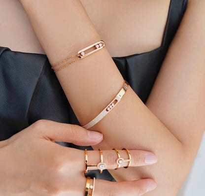 [Vicky]Move Noa Rose Gold Pavé Diamond Bangle Bracelet