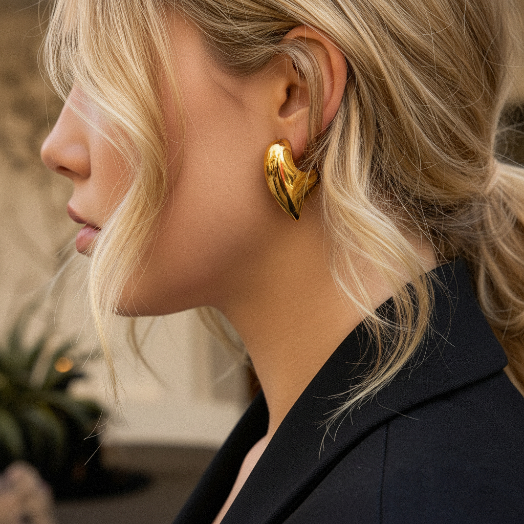 [Royal Vicky]Aimee Chunky Heart Gold Earrings