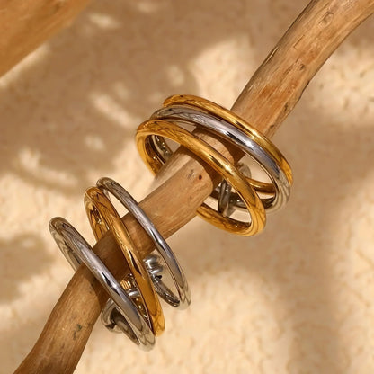 [Royal Vicky]Gabriela Two-Tone Ring Stack