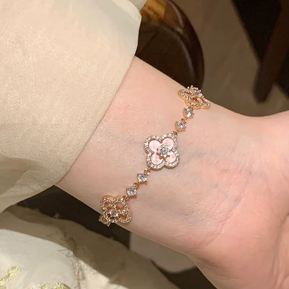 [Vicky ]CLOVER 5 MOTIF PINK BLUE RED WHITE BRACELET