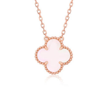 [Vicky]CLOVER 15MM PINK MOTHER-OF-PEARL SINGLE FLOWER NECKLACE