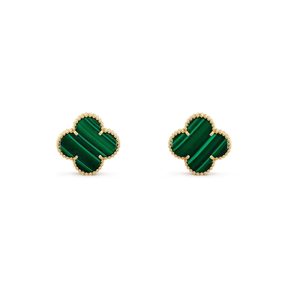 [Vicky]CLOVER MINI 9.5MM MALACHITE  EARRINGS