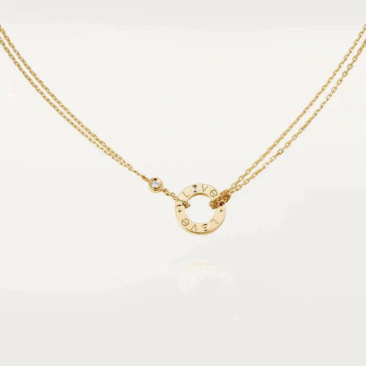 [Vicky]LOVE NECKLACE 16MM 2 DIAMONDS