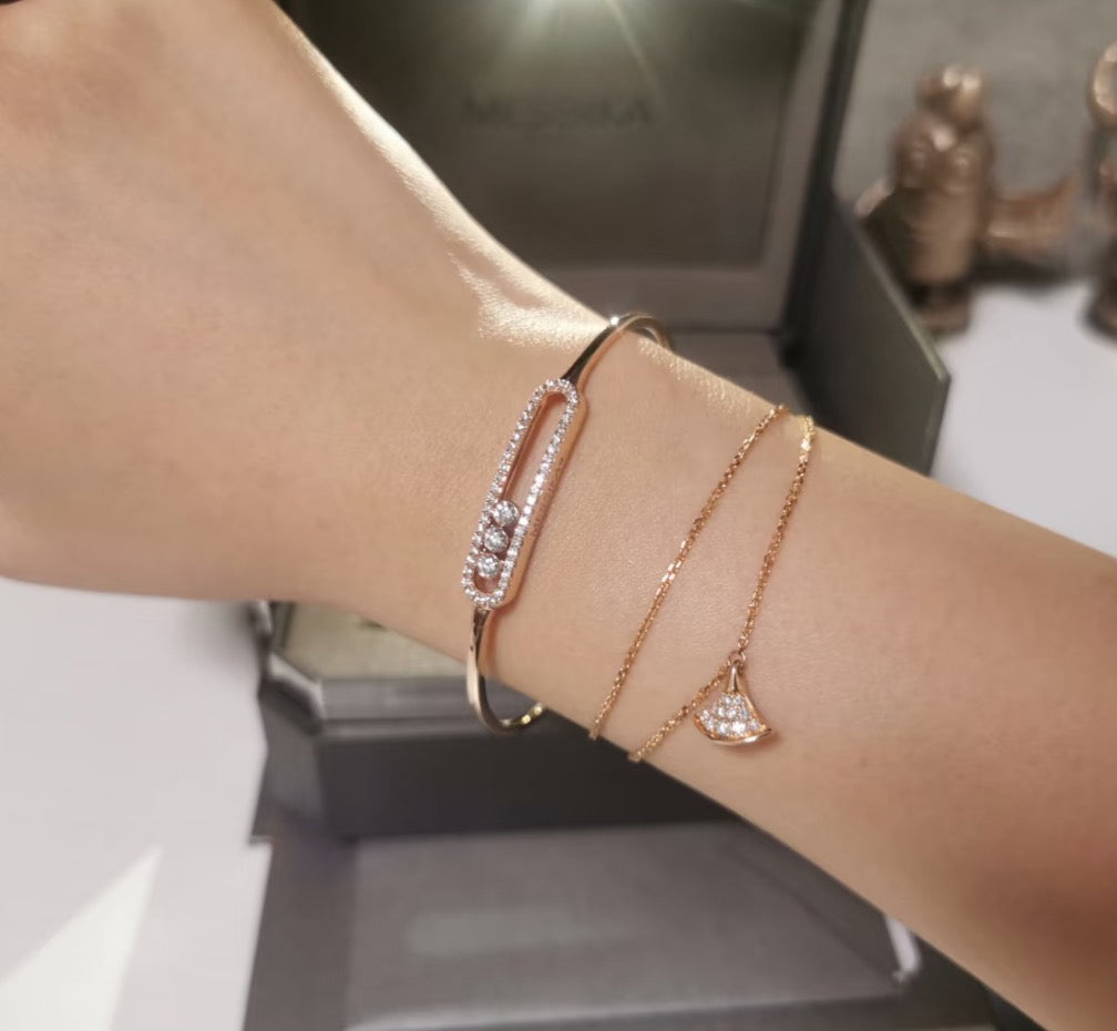 [Vicky]Move Pavé Diamond Bangle Bracelet M