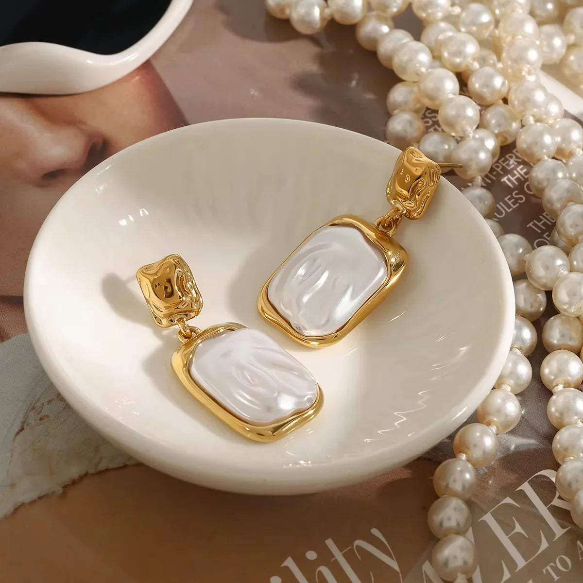 [Royal Vicky]Brittany Freshwater Pearl Slate Earrings