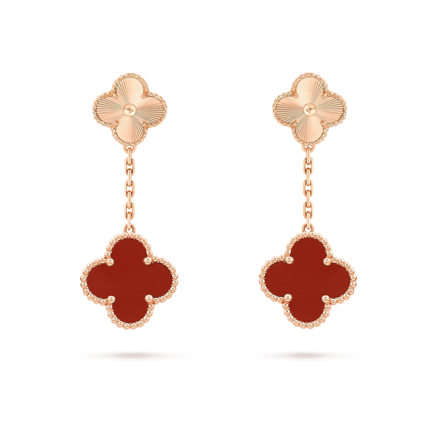 [Vicky]CLOVER 2 MOTIF  LASER CARNELIAN EARRINGS