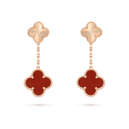 [Vicky]CLOVER 2 MOTIF  LASER CARNELIAN EARRINGS