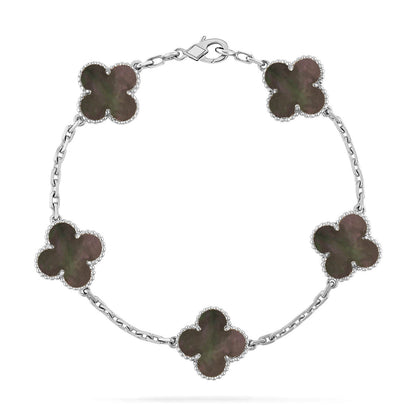 [Vicky] CLOVER 5 MOTIF GRAY MOP BRACELET COLLECTION