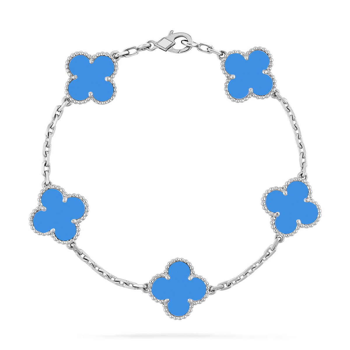 [Vicky] CLOVER 5 MOTIF BLUE AGATE BRACELET COLLECTION