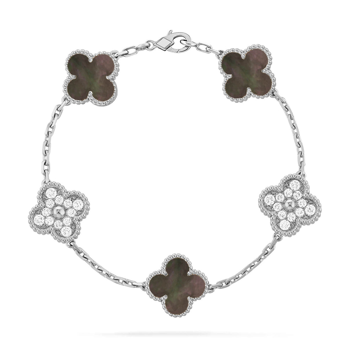 [Vicky] CLOVER 5 MOTIF GRAY MOP BRACELET COLLECTION