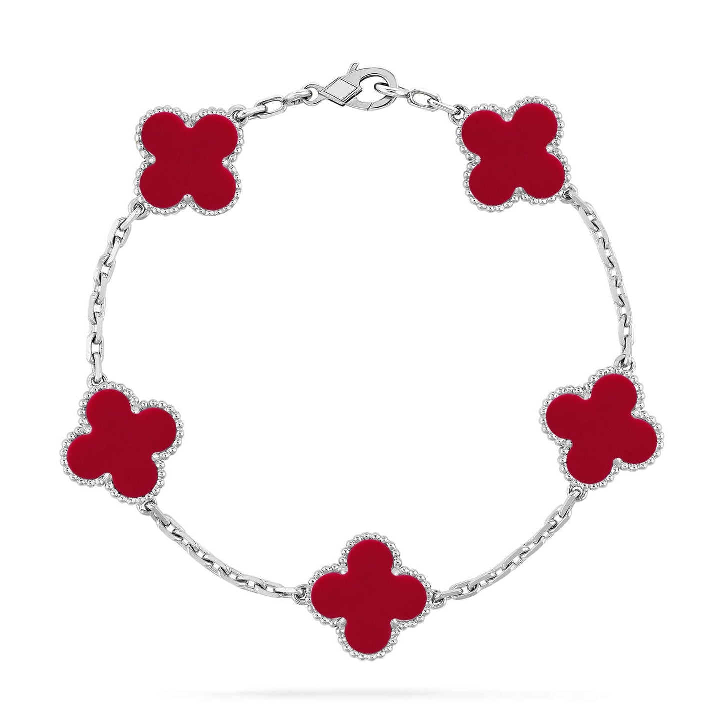 [Vicky] CLOVER 5 MOTIF RED CORNELIAN BRACELET COLLECTION