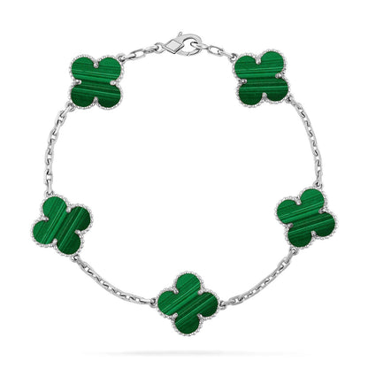 [Vicky] CLOVER 5 MOTIF MALACHITE BRACELET COLLECTION