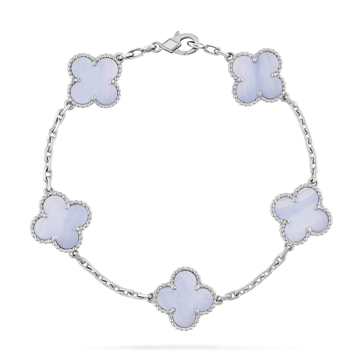[Vicky] CLOVER 5 MOTIF PURPLE CHALCEDONY BRACELET COLLECTION