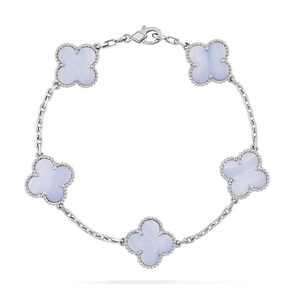 [Vicky] CLOVER 5 MOTIF PURPLE CHALCEDONY BRACELET COLLECTION