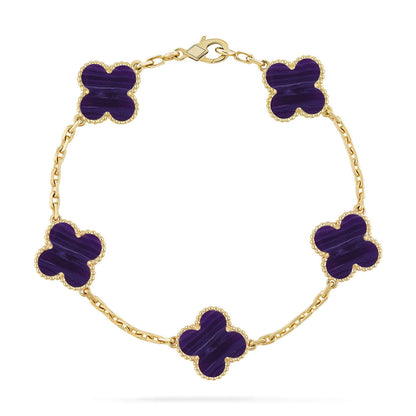 [Vicky]CLOVER 5 MOTIF PURPLE STRIPES BRACELET COLLECTION