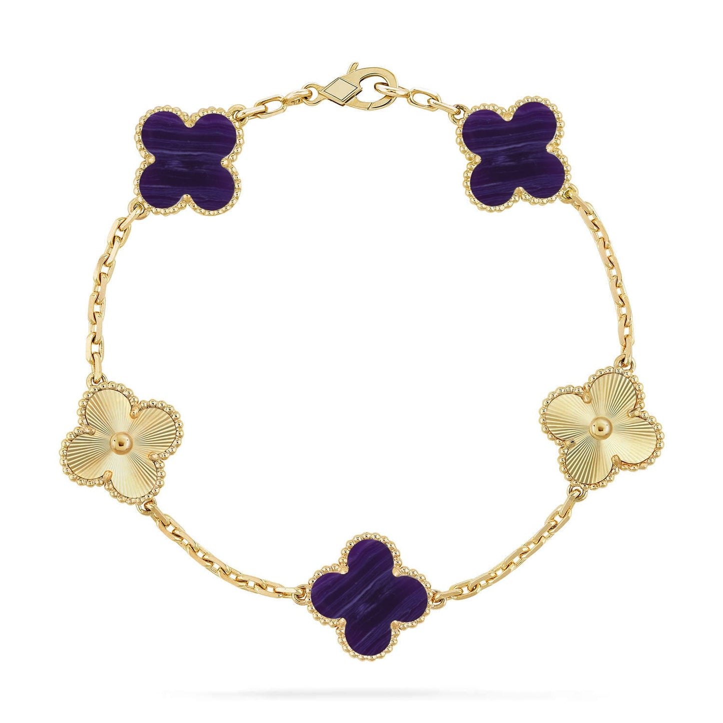 [Vicky]CLOVER 5 MOTIF PURPLE STRIPES BRACELET COLLECTION