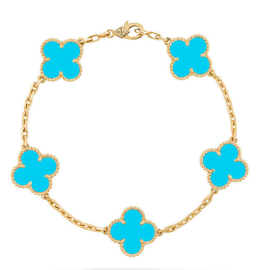 [Vicky] CLOVER 5 MOTIF TURQUOISE BRACELET COLLECTION
