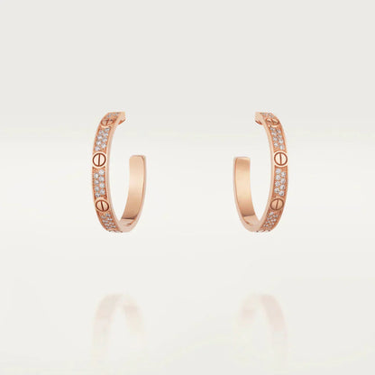 [Vicky]LOVE DIAMOND PINK GOLD HOOP EARRINGS