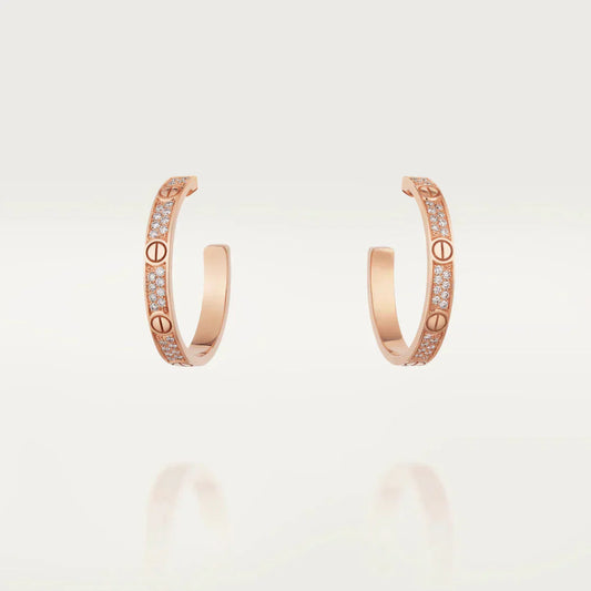 [Vicky]LOVE DIAMOND PINK GOLD HOOP EARRINGS