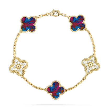 [Vicky]CLOVER 5 MOTIF COLOR GEMSTONES BRACELET COLLECTION