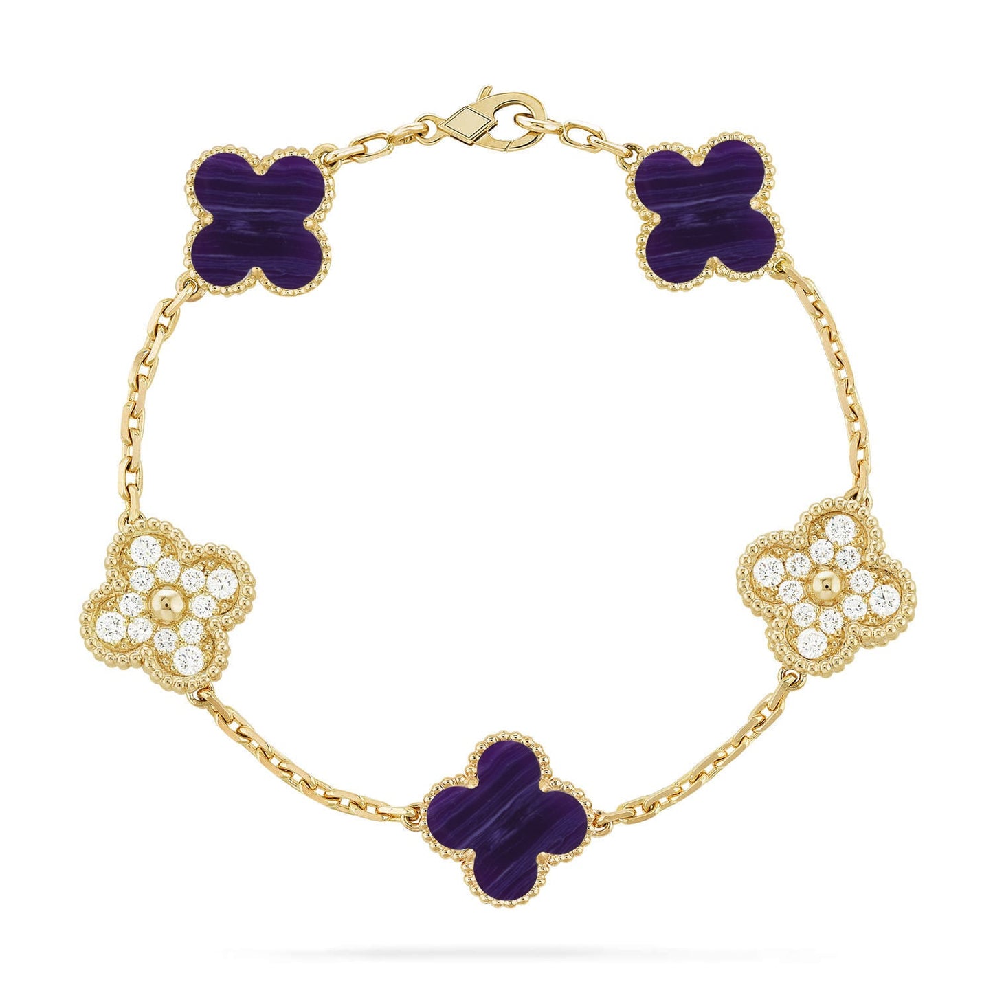 [Vicky]CLOVER 5 MOTIF PURPLE STRIPES BRACELET COLLECTION