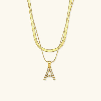 [Royal Vicky]Fiona Layered Gold Initial Letter Necklace