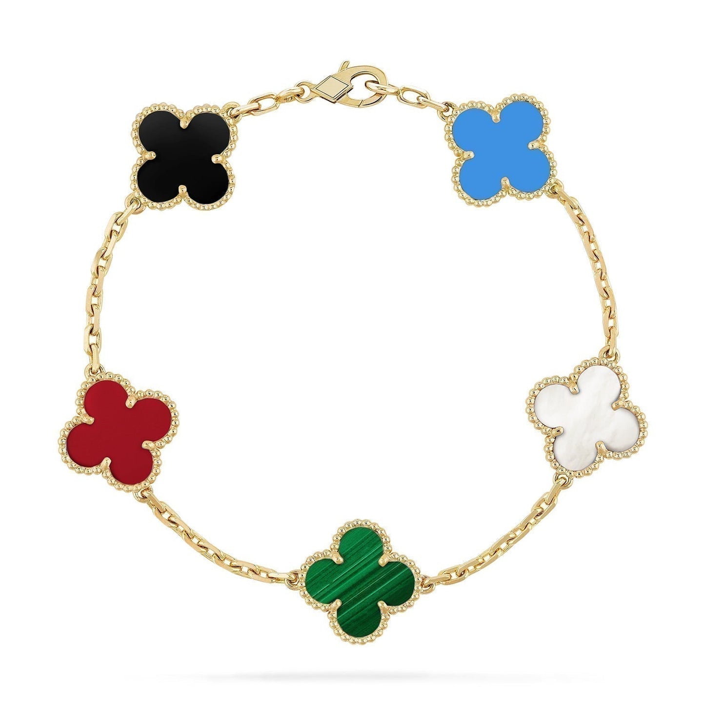 [Vicky]CLOVER 5 MOTIFS MULTICOLOR BRACELET