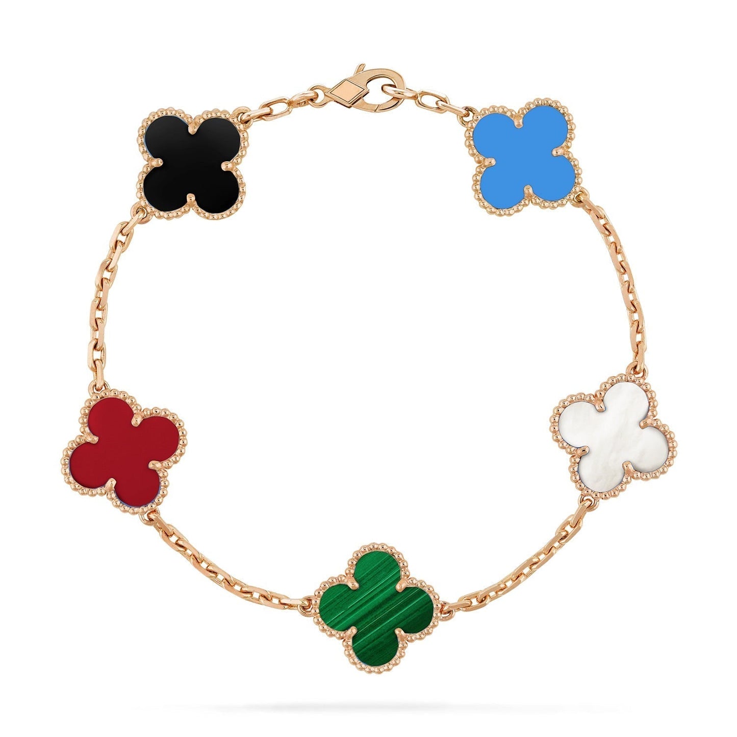 [Vicky]CLOVER 5 MOTIFS MULTICOLOR BRACELET