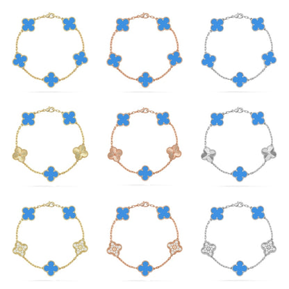 [Vicky] CLOVER 5 MOTIF BLUE AGATE BRACELET COLLECTION