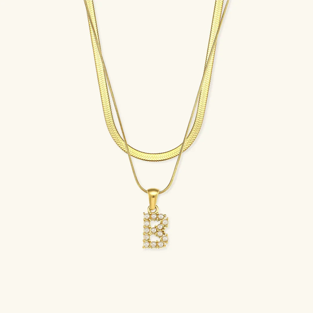 [Royal Vicky]Fiona Layered Gold Initial Letter Necklace