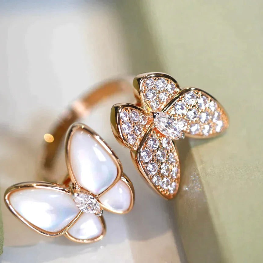 [Vicky]TWIN BUTTERFLY DIAMOND MOP RING