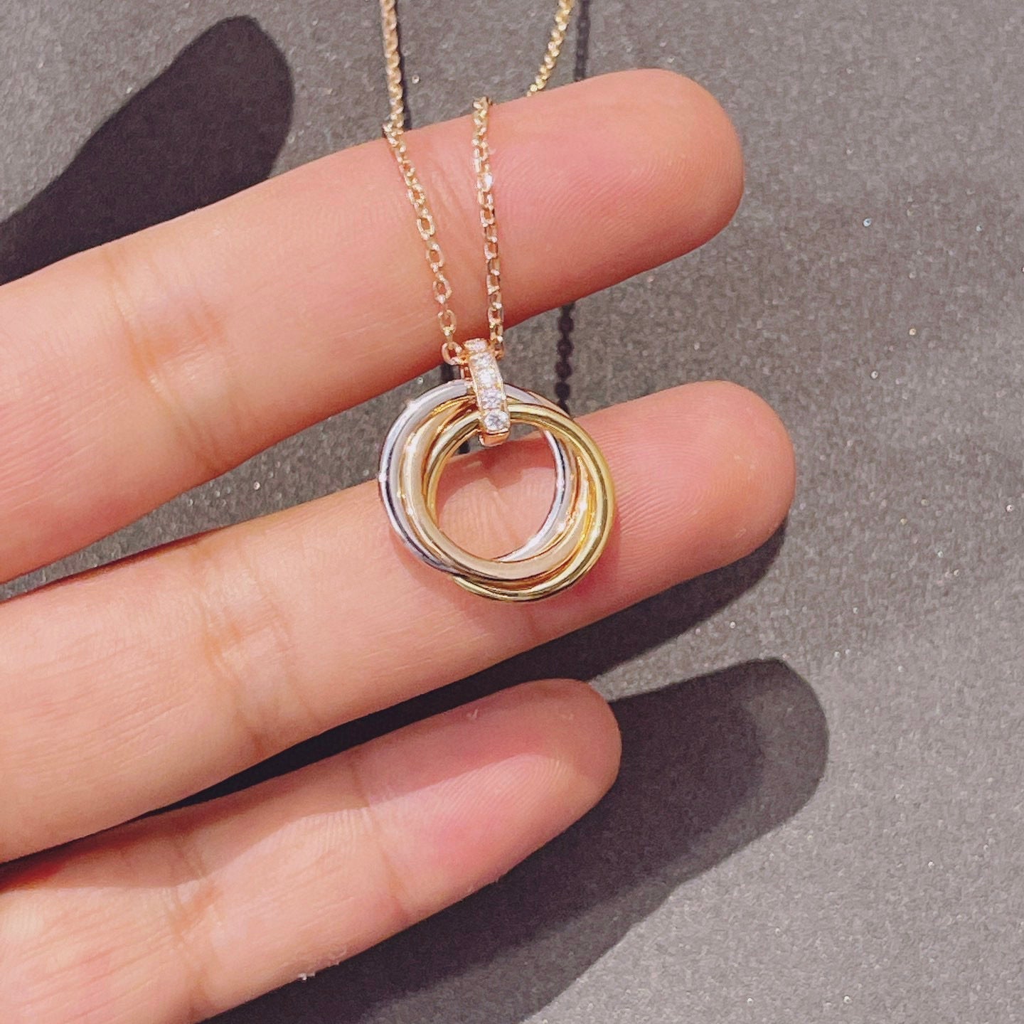 [Vicky]TRINITY NECKLACE GOLD  DIAMONDS